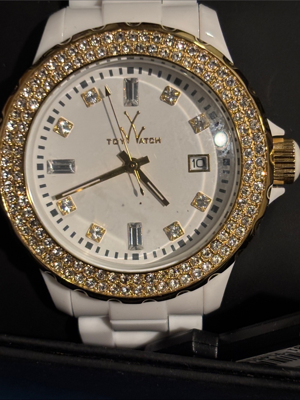 ToyWatch White and Gold Crystal-Embellished Women's Watch
